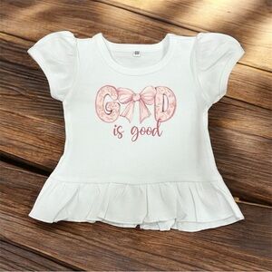 White Kids Shirt with Pink Design